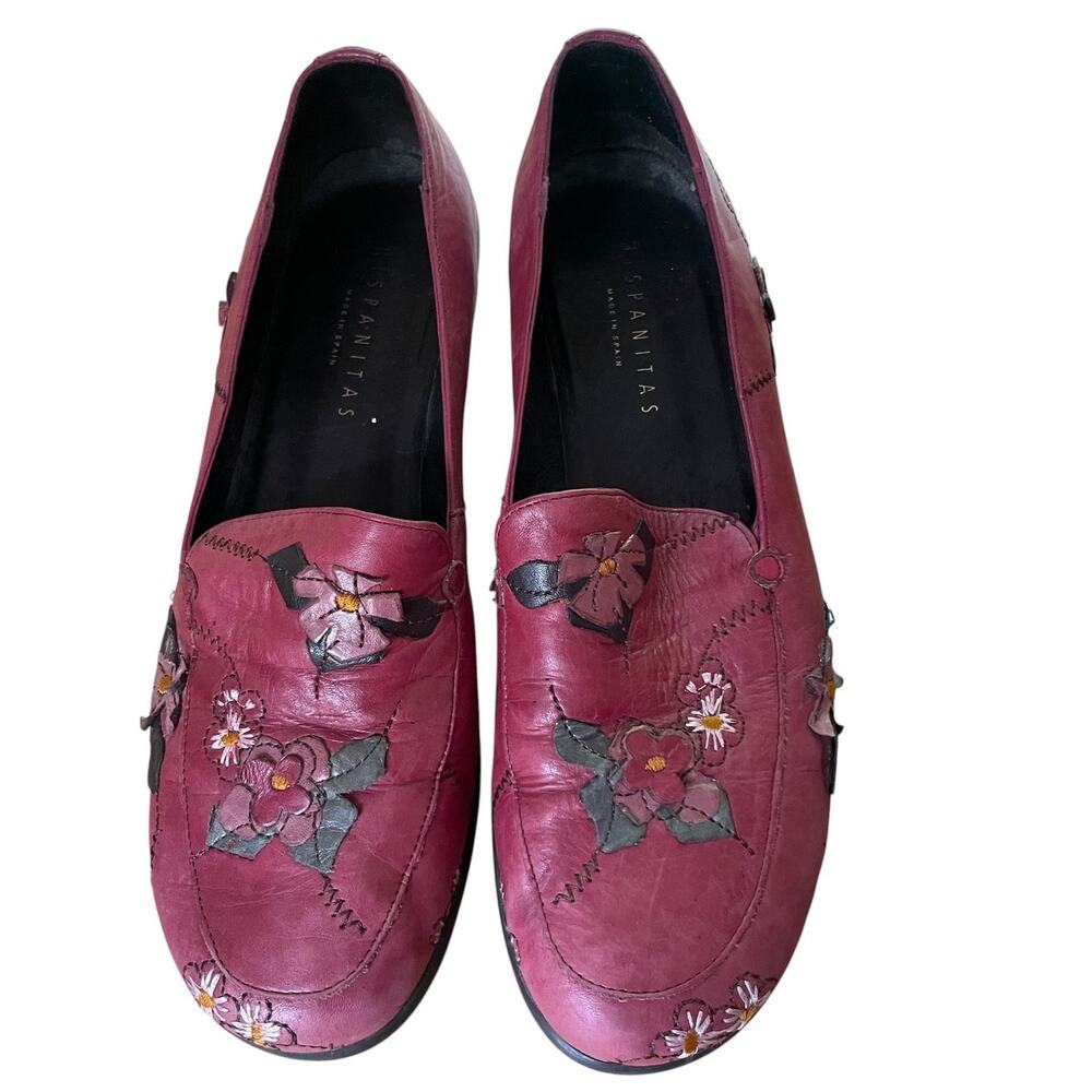 Hispanitas Pink Leather Floral Loafers